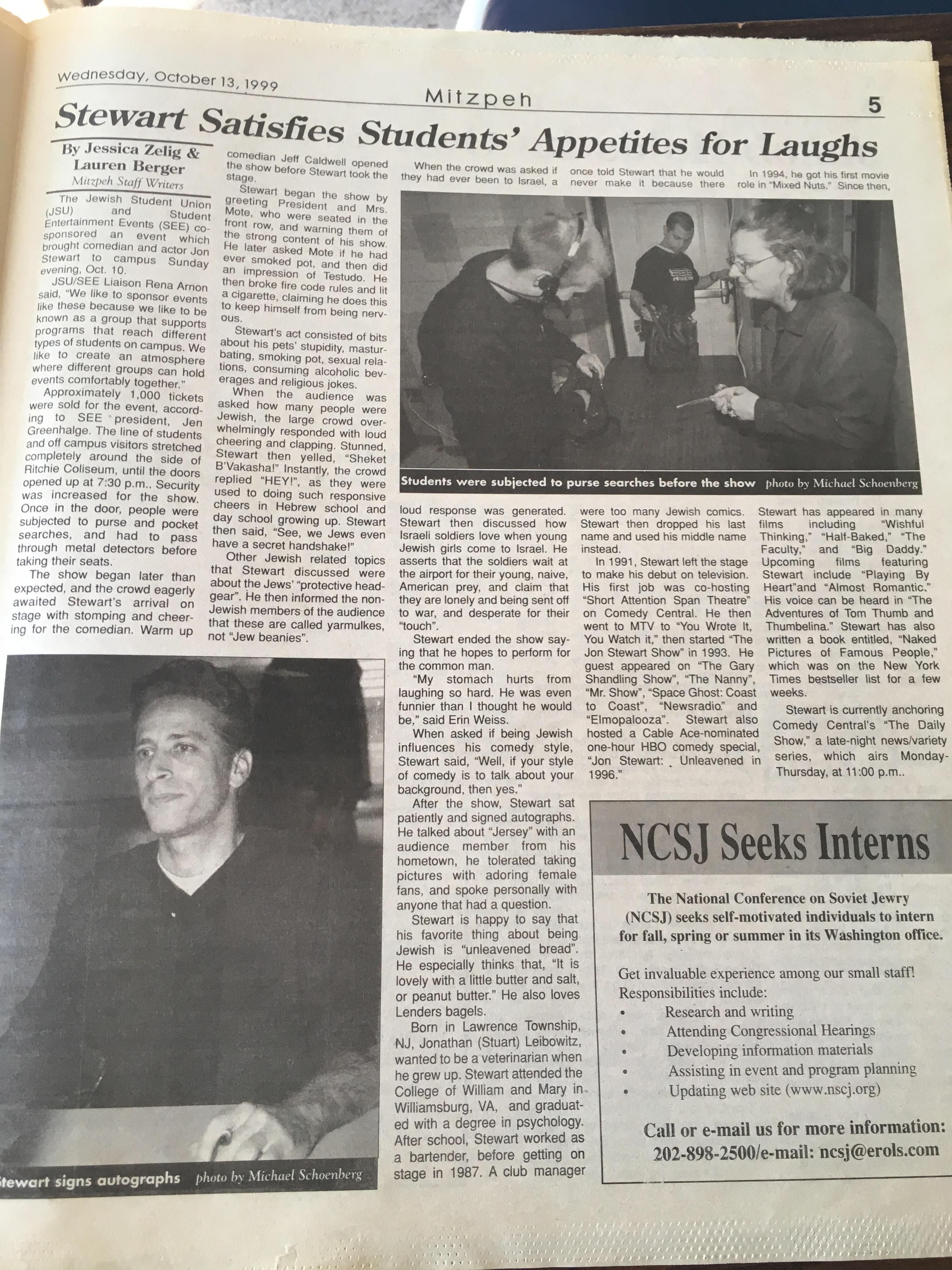 Stewart Satisfies Students’ Appetites for Laughs (Oct. 13, 1999)